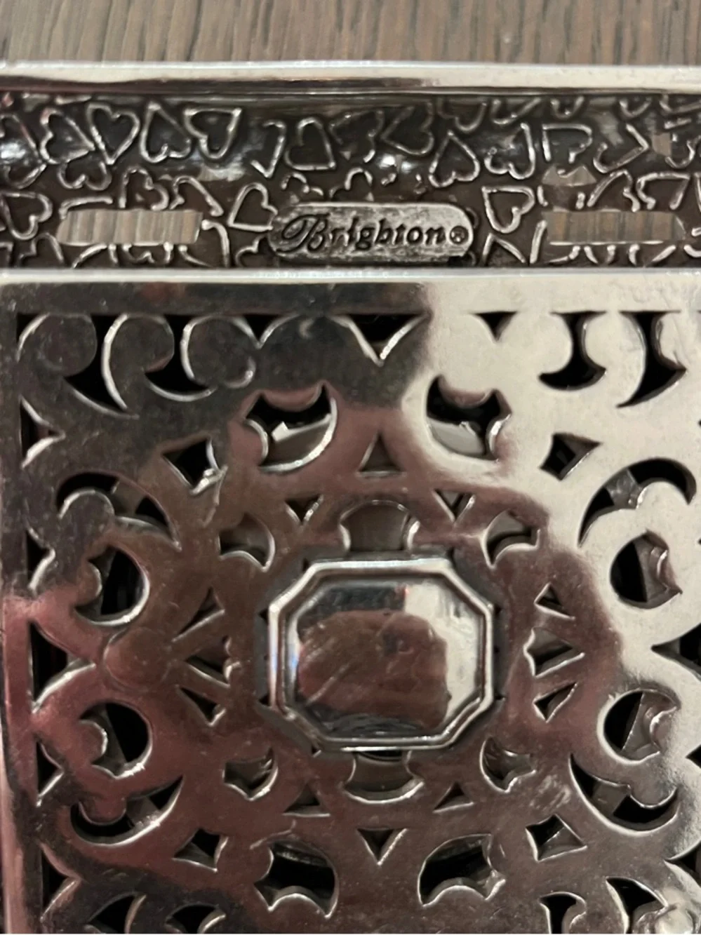 Brighton Silver-Tone Ornate Square Clock